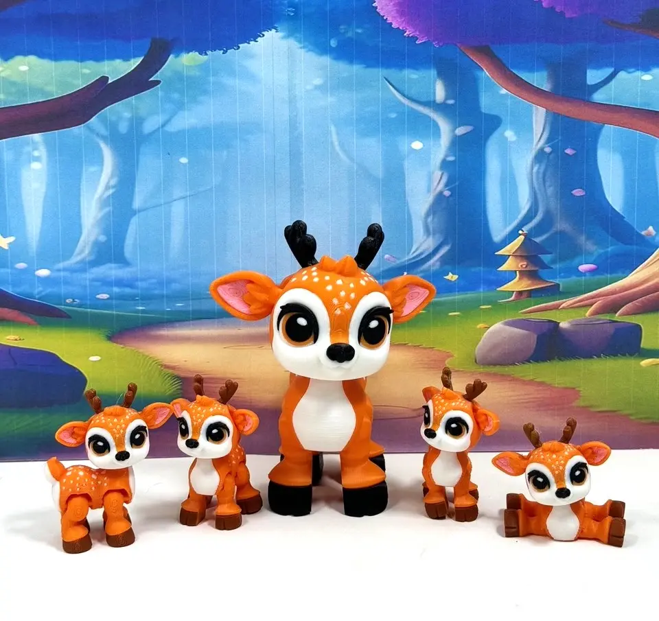 5pcs 3d Printed Christmas Reindeers, Articulated Tiny Animal Baby Reindeers, Fidget Reindeers Toy