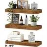 Floating Shelves for Wall Bathroom Shelf Bedroom Kitchen Living Room Hanging Book Shelves Small Farmhouse Decor Decoration Items 16 inch Set of 3, Rustic Brown, Wall Mounted Shelf, Wall Organizer Shelf