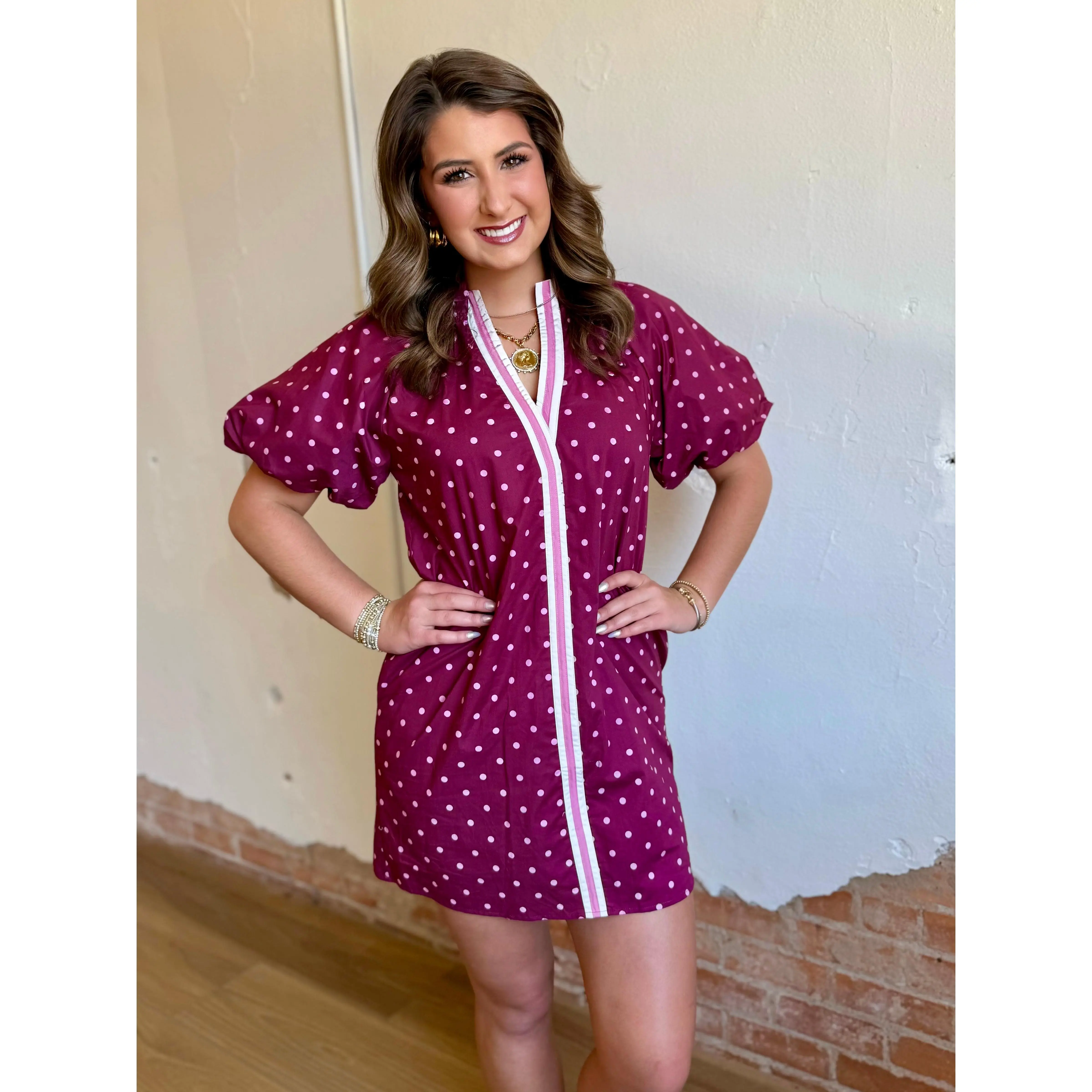 Simply Spotted Maroon Polka Dot Dress