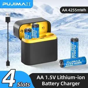 4 PACK 4255mWh 1.5V AA Li-ion Rechargeable Battery With Type C Fast Charging Box