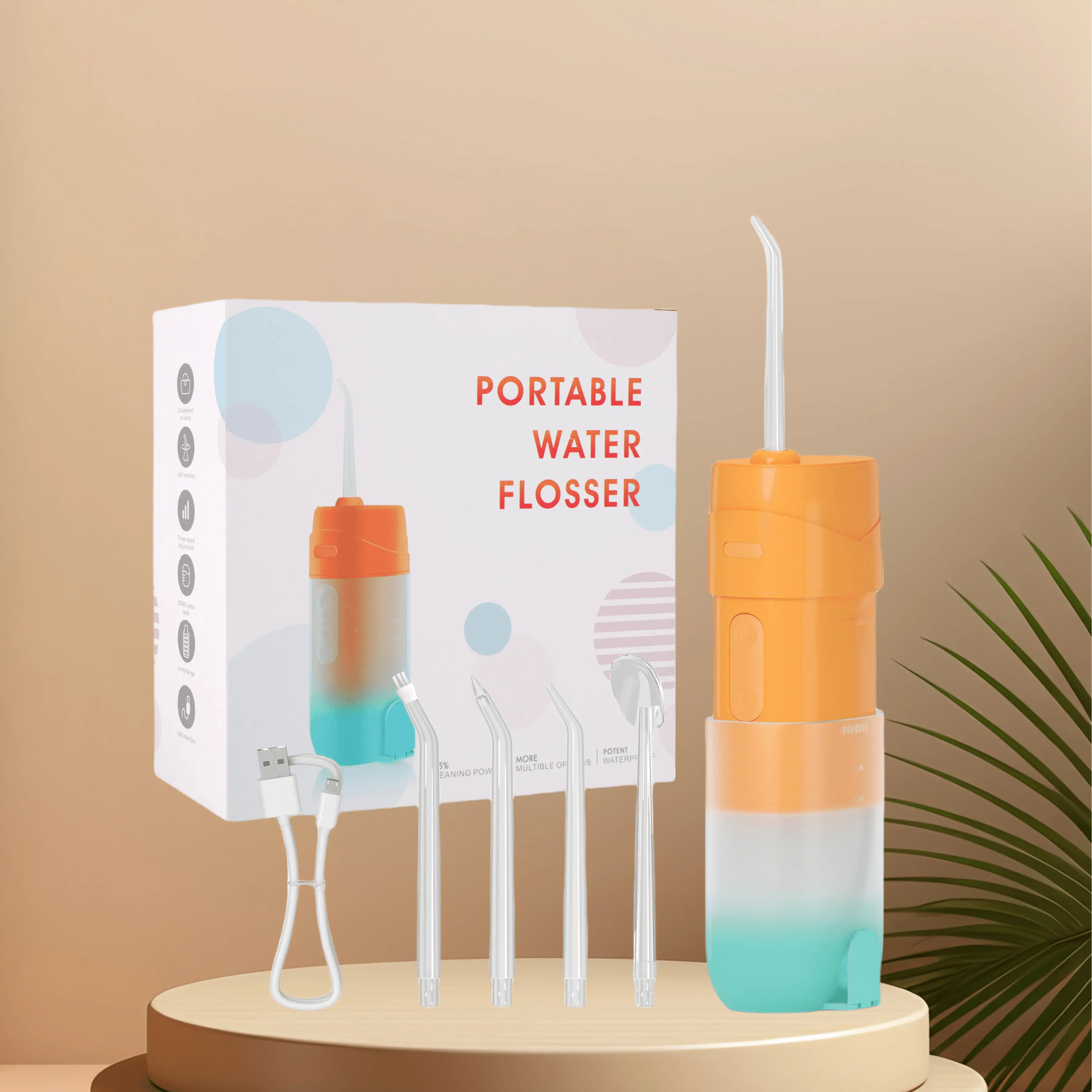 VUFVOID Cordless Water Flosser, 4 Cleaning Modes 300ML Tank DIY Mode USB Rechargeable, Dental Oral Irrigator for Home and Travel, IPX7 Waterproof Gum Care Tongue Cleaning Plaque Removal, Black/White, Compatible with Mouthwash Pulling Oil Cleansing