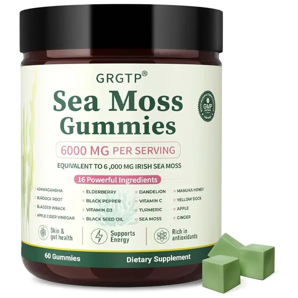 [NEW 2026!!!] Sea Moss Gummies 16-in-1 - Ashwagandha Black Seed Oil Bladder Wrack Turmeric Vitamin C & D3 with Manuka Burdock Root Dandelion Yellow Dock Natural Detox & Liver Health Immune Support, Energy Boost