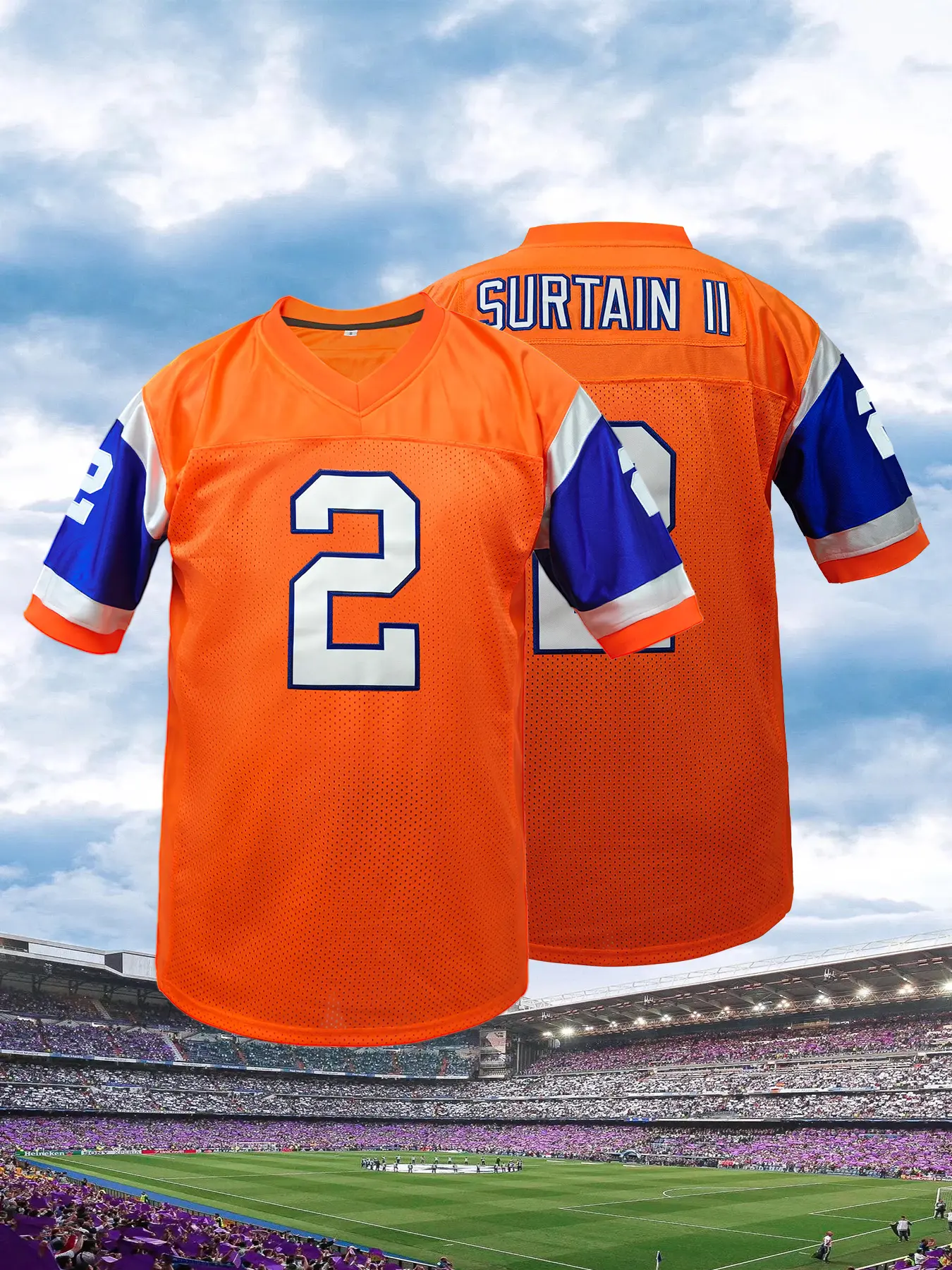 Men's Stitched Denver #2 Football Jersey, football shirts, Sporty Loose-Fit Long Sleeve T-Shirt, Breathable Casual Wear for All Seasons, Breathable Athletic Top, Embroidery Sportswear, Sports Top