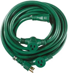25 ft. 14/3 Multi-Outlet (3) Garden Outdoor Medium-Duty Extension Cord, Green