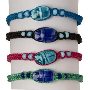 Egyptian Colorful Macramé Scarab Bracelet - Assorted Colors - 1 pcs
