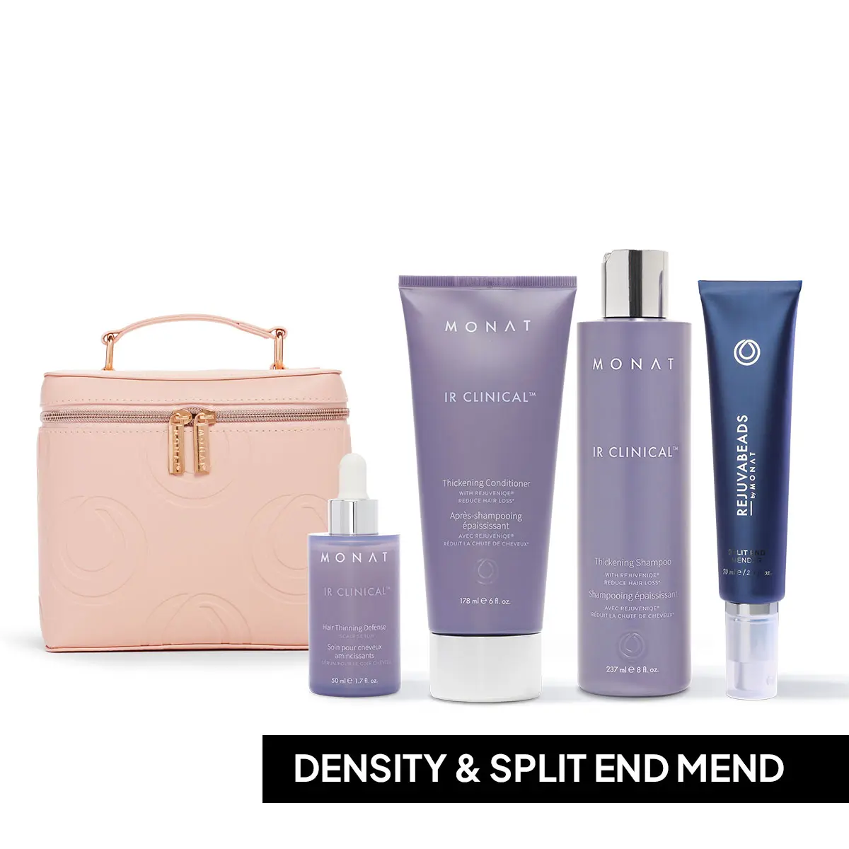 MONAT IR Clinical Hair Thinning Defense System + REJUVABEADS Split End Mender | Thickening Hair Care Set for Fuller, Stronger Hair Strengthens Hair Shampoo Smooth Repairing Serum Conditioner Cleanser Haircare