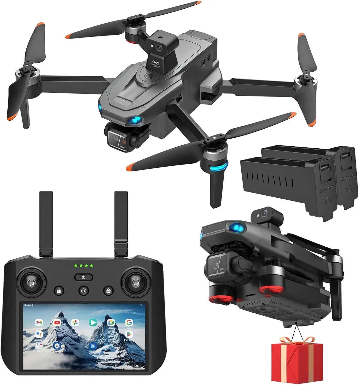 Bingchat AE86 Pro Max Tablet Drones with 4K Camera for Adults, Payload Release, Obstacle Avoidance, Long Range, 3 Axis Gimbal, 84 Mins Flight Time, GPS Follow, Night Mode, SD Card Provided, US Support