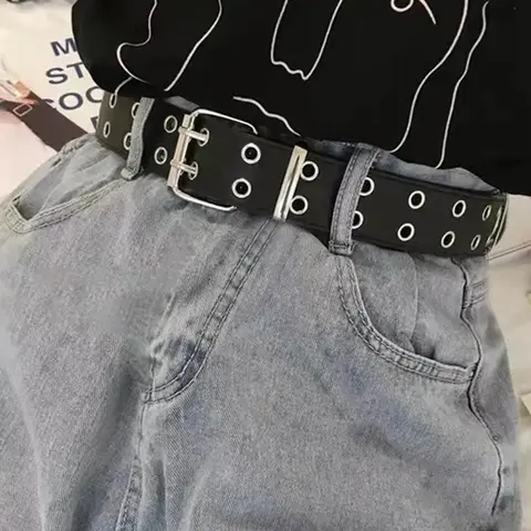 Punk Solid Color PU Buckle Belt, Street Style Belt, Fashion Grommet Eyelet Belt For Club, Musical Festival, Daily Clothing Decoration For Jeans Trousers Suit, Design Belt, Fashion Belts, Cool Belts, Trendy Belt