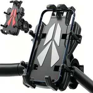 Motorcycle Phone Mount Quick Lock/Release Anti-Shake Handlebar Bike Phone Holder , 360° Rotatable Shockproof Bike Phone Holder, Quick Release Universal Cell Phone Cradle Clamp for Bicycle Scooter ATV 0.6-1.3" Handlebar