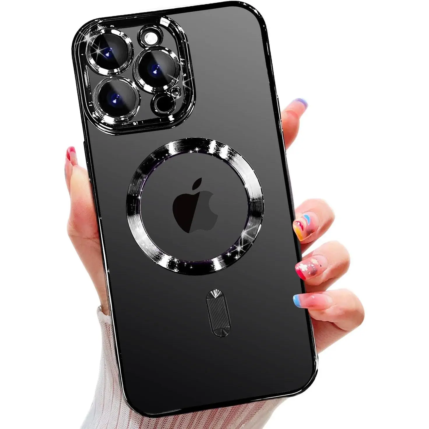 Full lens magnetic electroplated TPU mobile clear phone case, soft shell imitation scratch, built-in wireless charging magnetic suction, suitable for iphone 17promax/16plus/15promax/14pro/13/12/11series Smartphone Cellphone