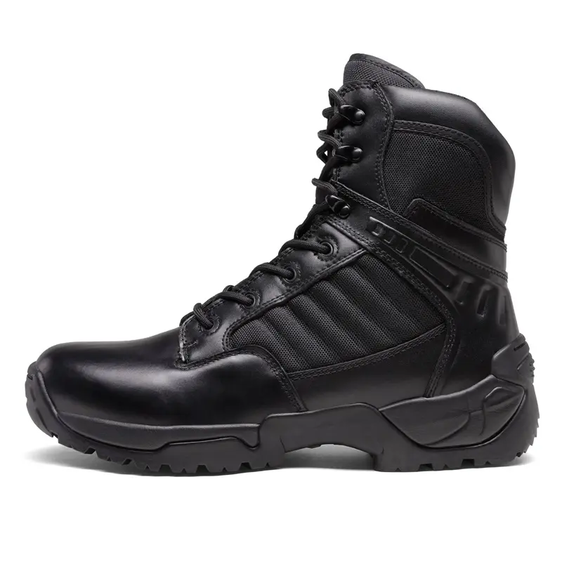 NORTIV 8 Men's Ankle-High Military Style Work Boots, Tactical Side-Zip Walking Shoes for Outdoor Use, Footwear, Tactical Shoes, Closed, Leather, Eva, Camping, Velcro, Wide Fit, Fabric, Rubber, Tactical Grip