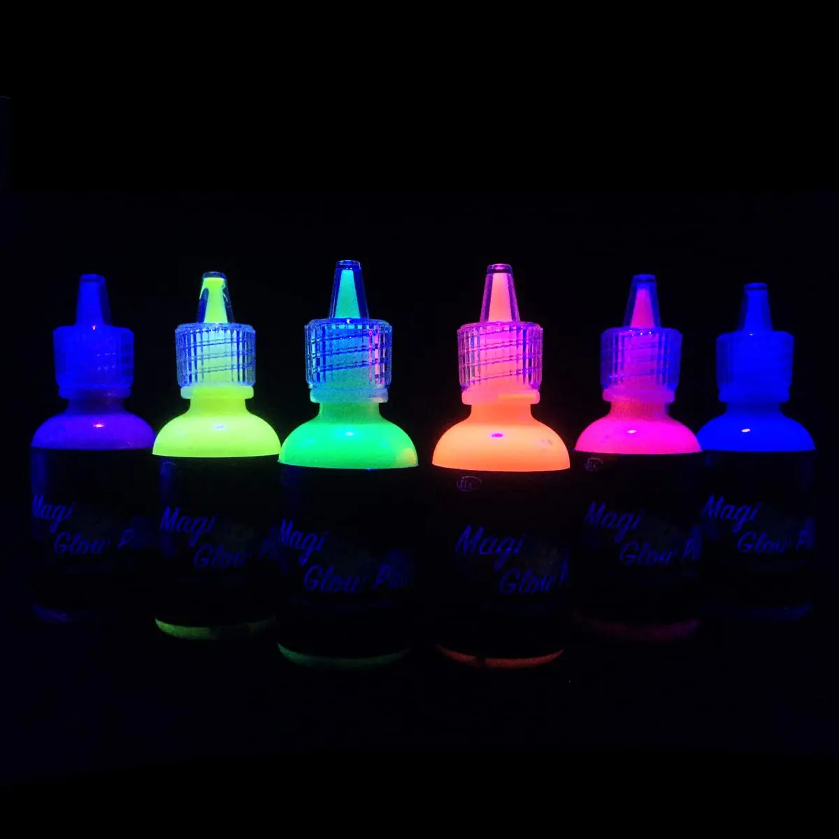 [6 Bottles, 1 oz.Each] Body Paint Glow Blacklight Reactive Neon Fluorescent Paint - Safe For Skin - Washable - Non-Toxic - Six Colors Kit uv reactive ink tattoo