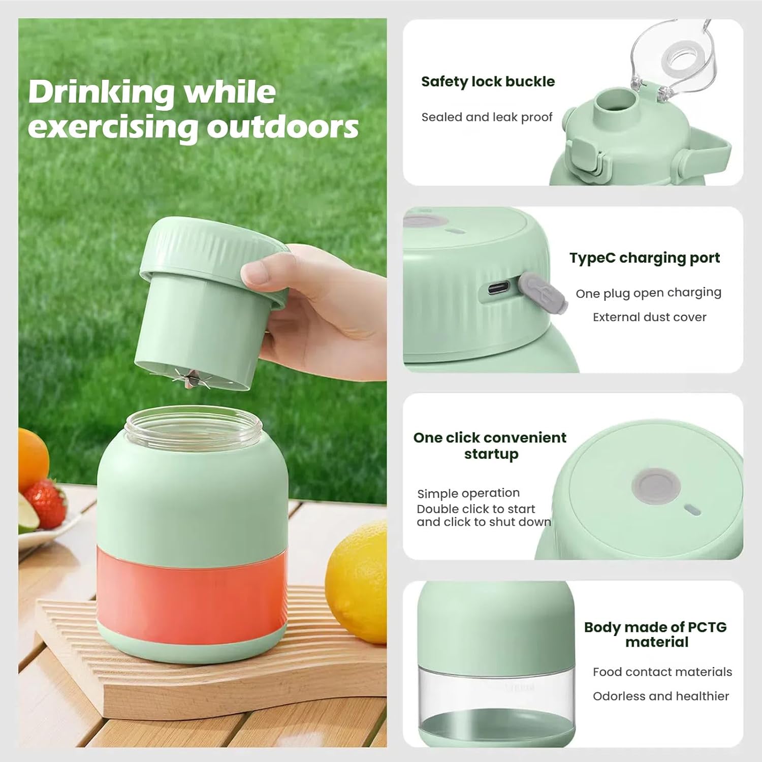 Portable Blender 17oz USB Rechargeable Juicer Cup – Smoothies, Protein Shakes & Fresh Juice in Seconds, Leakproof Travel Bottle for Gym, School, Summer & Outdoor Use