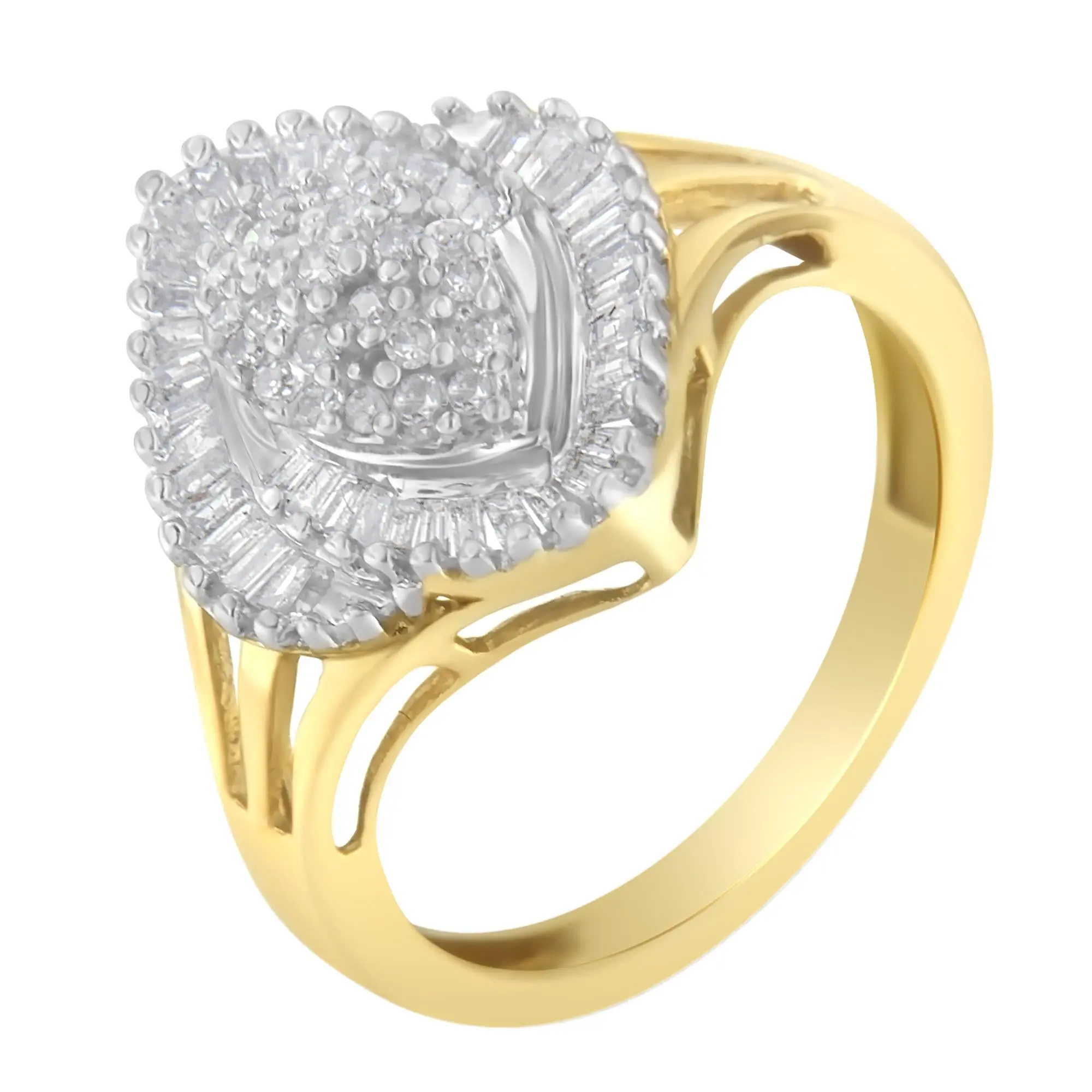 10K Yellow Gold Diamond Cocktail Ring (1/2 Cttw, J-K Color, I2-I3 Clar