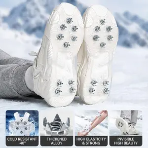 Heavy-Duty Anti-Slip Ice Crampons, 10 Claw Snow Grips for Hiking, Climbing, Hunting, Running, Winter Walking, Steel Studs for Outdoor Use