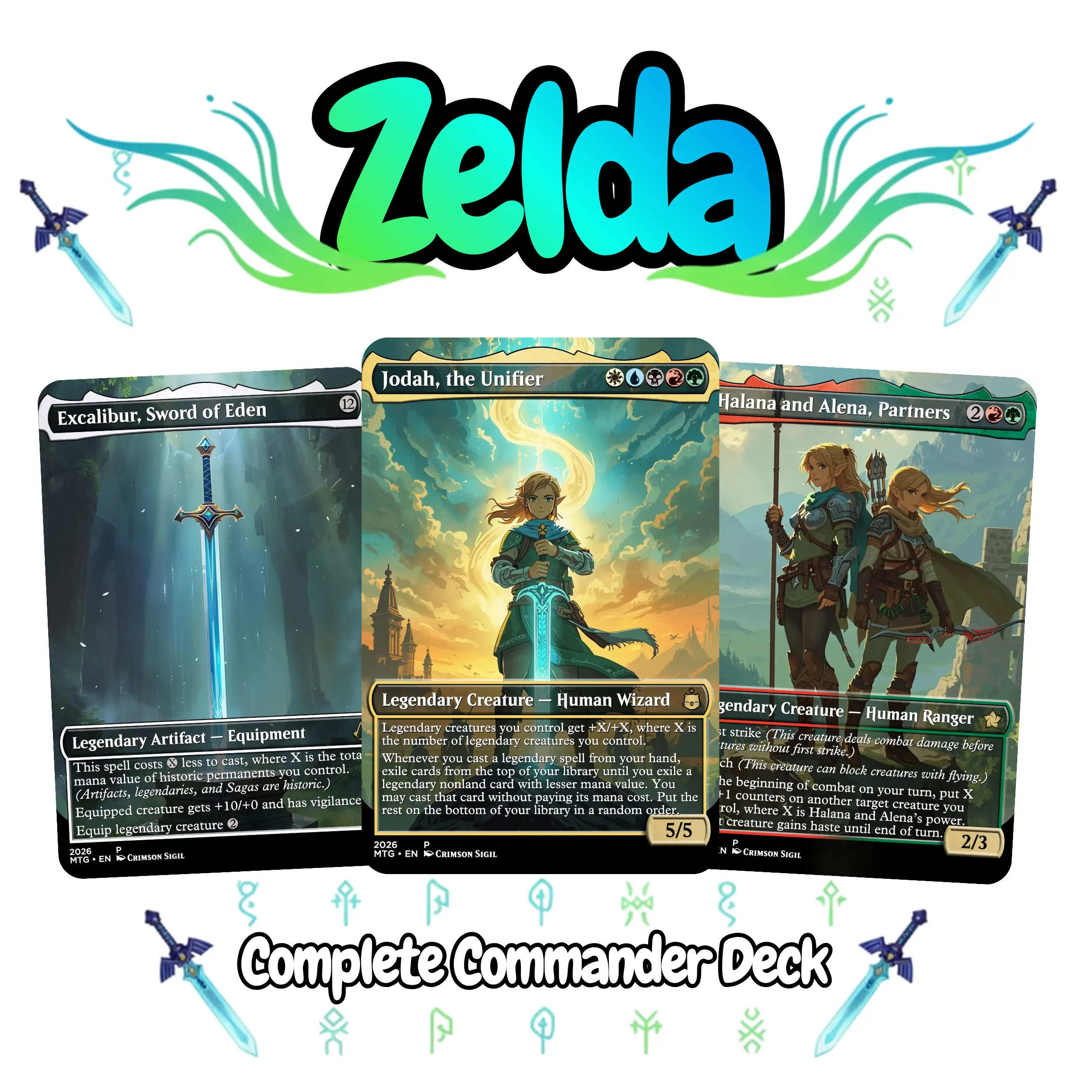Fantasy Hero Adventure Deck Proxy MTG – MTG Commander Quest Theme | Custom Proxy Card Set | Casual EDH Play + Token