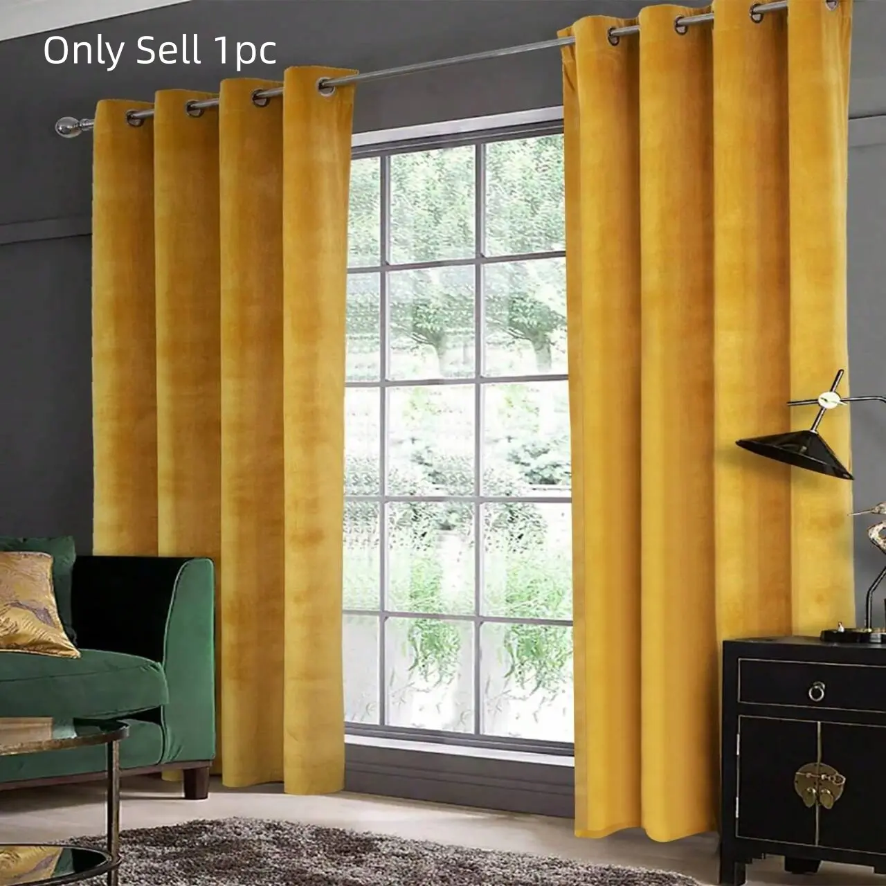 Thick Velvet Blackout Curtain with Eyelet Design, Heavy Curtain, Ready Made Drapes Grommet Curtains, Blackout Window Cover, Window Curtain for Privacy & Light Control, Home Decor Essential