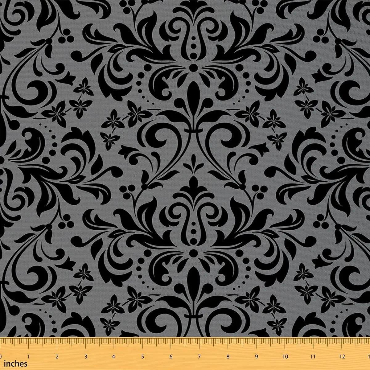 Vintage Jacquard Upholstery Fabric by The Yard,1 Yard,Botanical Floral Print Reupholstery Fabric,Retro Flowers Pattern Black Grey Waterproof Fabric, Decorative Fabric, Durable Fabric, Classic Floral Pattern, Printed Fabric