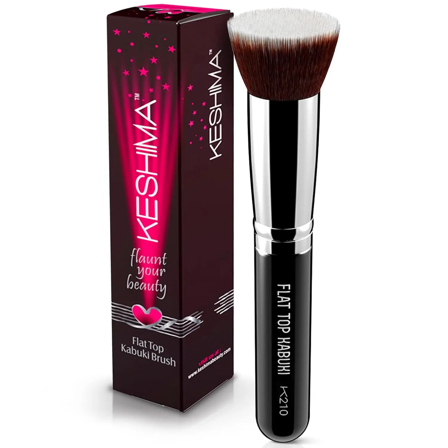 KESHIMA Flat Top Kabuki Foundation Brush - Premium Makeup Brush for Foundation, Liquid/Cream/Powder, Smoothing Buffing, Regular Daily Use Makeup Routine, 1.2" Top Diameter, Face
