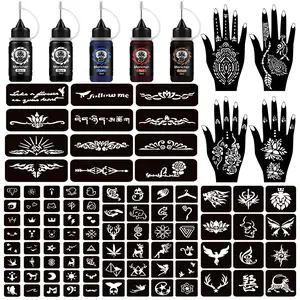 Joxpring Temporary Tattoo Kits Henna kit 5 Inks 96 Stencils for DIY Art Painting Party Gifts Joxpring Temporary Tattoo Kits Henna kit 5 Inks 96 Stencils for DIY Art Painting Party Gifts