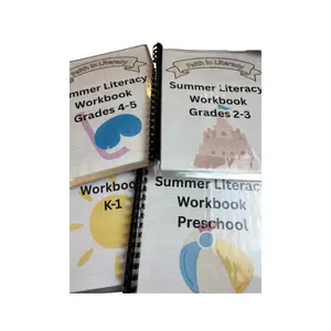 Summer Literacy Workbook Bundle Grades Pre-K to 5 Soft Cover Laminated Edition Engaging Summer Activities for Preschool, K-1, Grades 2-3, & Grades 4-5, Learning Materials