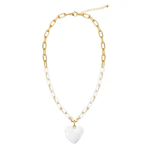 Avery Heart Necklace - White