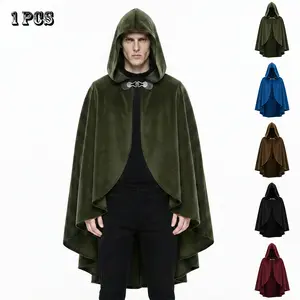 Medieval Themed Hooded Cloak Prop, Velvet Texture Roleplay Cape Costume for Halloween, Renaissance Events & Cosplay Parties, Multi-Color & Size Options