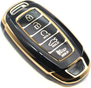 Key Fob Cover Compatible with Hyundai Palisade Elantra Elantra Smart 5 Buttons TPU Remote Keyless Key Fob Case Protection Shell Accessories, Black