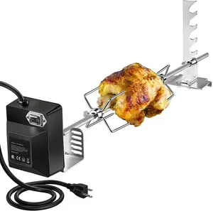 Universal Heavy Duty BBQ Rotisserie Kit for Grills,4W 110V Rotisserie Grills Kit Electric Motor for Gas Grills Home Outdoors Pork Stainless Steel Utensils