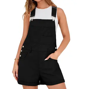 Lepunuo Rompers for Women Denim Overalls Summer Adjustable Casual Loose Fit Bib Jeans Short Jumpsuits Outfits