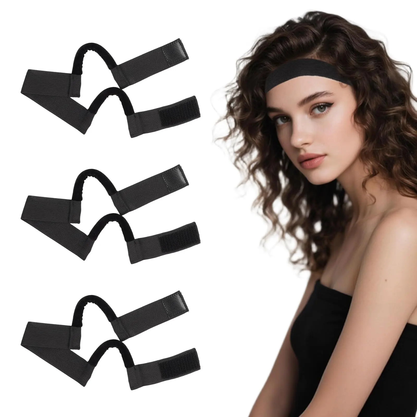 3-Piece Wig Edge Melting Band - Elastic Non-Slip Design with Ear Cutouts, Zero Pressure Headband for Lace Frontal Wigs, Perfect for Wig Securing & Edge Styling, Headband Set, Headbands for Wigs