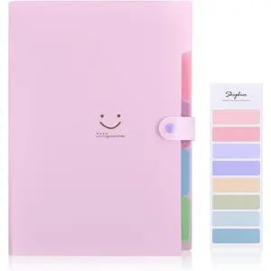 Expanding File Folder with 5 Pockets, Cute Accordion File Organizer, Letter Size Filing Folder, Portable Paper Receipt Organizer, Purple School and Office Supplies
