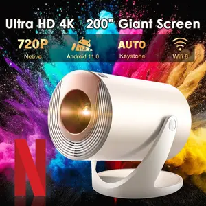 AMOVFILM 2026 Smart Portable Projector, 4K Support, Native 1080P, Netflix Compatible, WiFi & Bluetooth, Auto Keystone, 180° Rotatable Stand, Home Theater