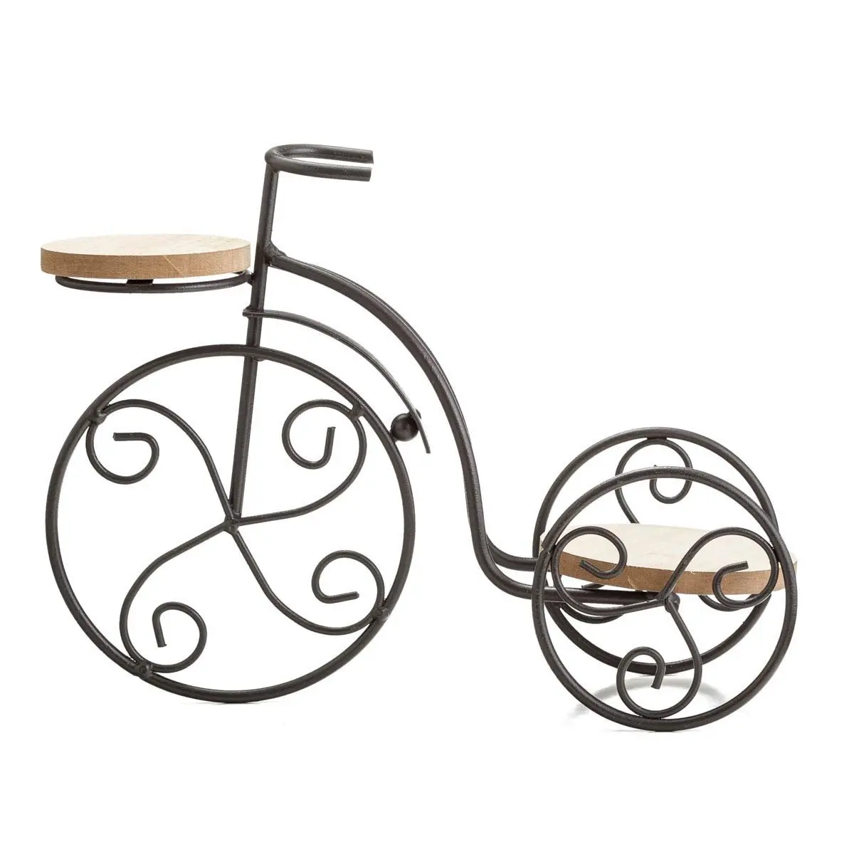 Patio Modern Iron Frame Tricycle Form Plant Stand, Wrought Iron Wire Planter That Holds 2 Plants, Garden Decor for Indoor & Outdoor Use, Holds Two