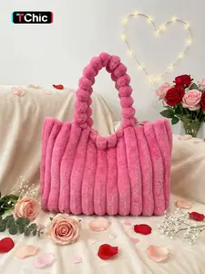 Valentine's Day Large Capacity Plush Tote Bag, Fashion Multi-Purpose Women's Shoulder Bag, Versatile Shoulder Bags, Crossbody Tote Bag, Perfect for Winter, Stylish Spacious Handbag, Fashionable Bags, Handbag Shoulder Purse, Fashion Purses