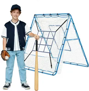 Baseball Pitching Rebounder Net, Adjustable Angle Bounce Back Trainer, Strike Zone Practice Net for Softball and Baseball, Backyard Training Equipment