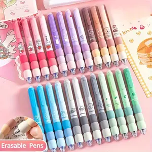 15-Piece Erasable Gel Pen Set, Cute Cartoon 0.5mm Blue Ink Pens, Retractable Soft Grip, Office School Gift, Kids Stationery