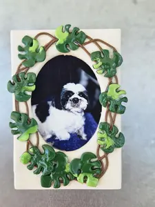 Handmade Monstera Plant Frame Polaroid Magnet - Polymer Clay Fridge Decor