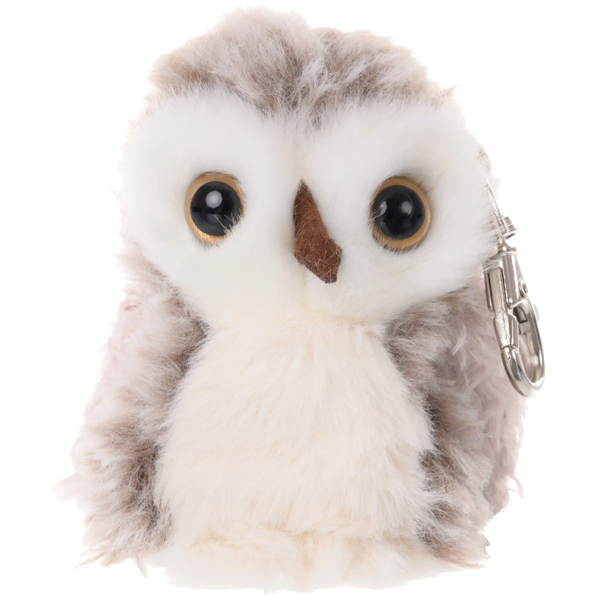 Bukowski Bears HooHoo 4-In Soft Fabric Stuffed Owl Keychain, Whimsical Wide Expressive Eyes, for Diaper Bags, Backpacks, Keys (0+ Years Safe), 4 Inch