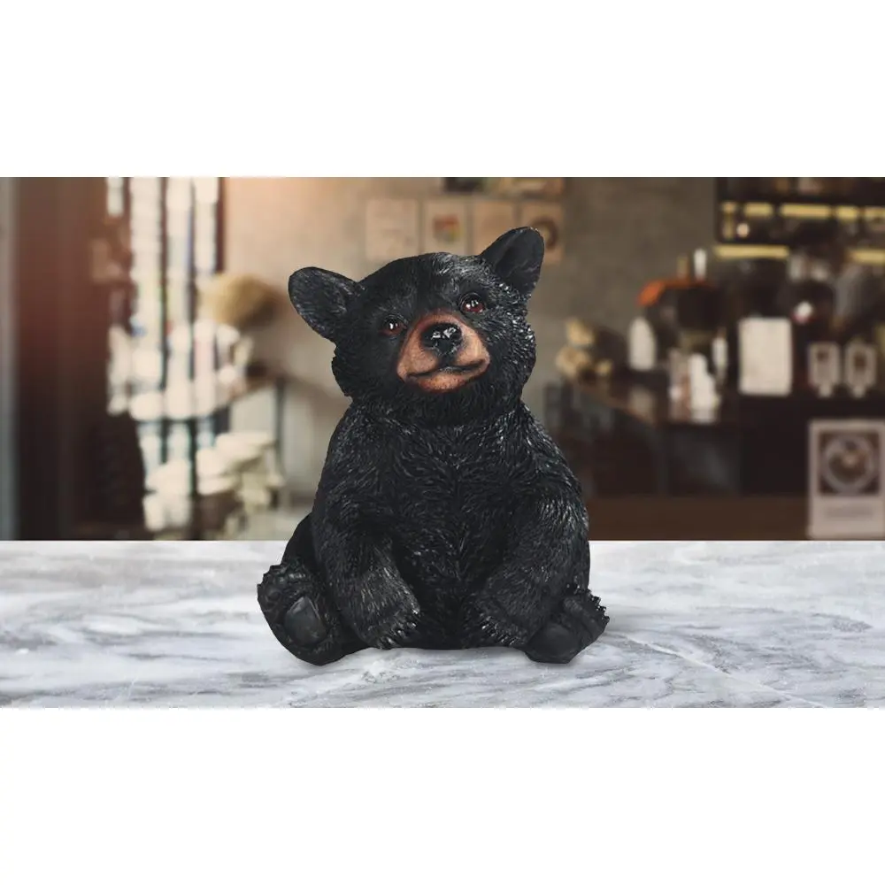 6"H Black Baby Bear Sitting Statue Decoration Figurine