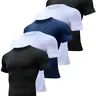 Men’s 5-Pack Short Sleeve Compression Shirts - Round Neck, UV+Dry Fast, Athletic Breathable Base Layer Undershirts for Gym/Run/Walk Summer Sports Tops,outdoorfun