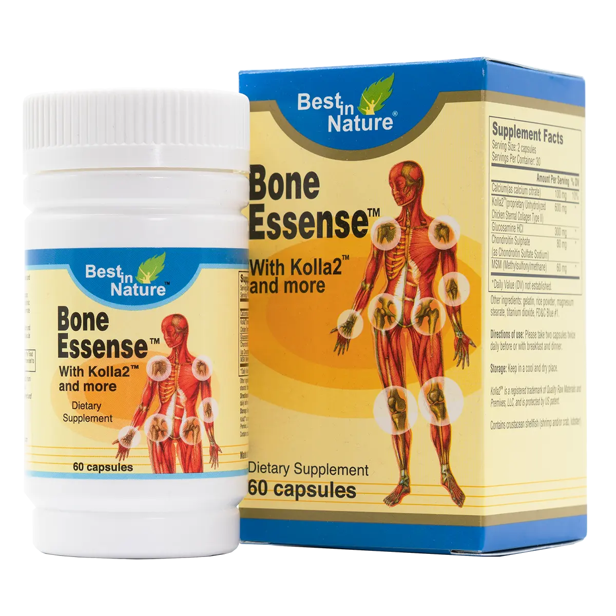 Best in Nature Bone Essense - Bone and Joint Supplement with Kolla 2 60 Capsules Collagen Healthy