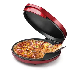 Commercial Chef 12” Pizza Maker with Variable Temperature, Quesadilla Maker with Non-Stick Baking Plates, Indoor Electric Grill, 1500 Watts, CHPM12R, Red