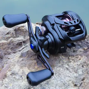 Sougayilang DC series intelligent baitcasting reel features a fifth-generation vibration alarm system, a high gear ratio of 7.2, 4+1 stainless steel ball bearings, a lightweight aluminum spool, and a multi-mode intelligent shift brake.