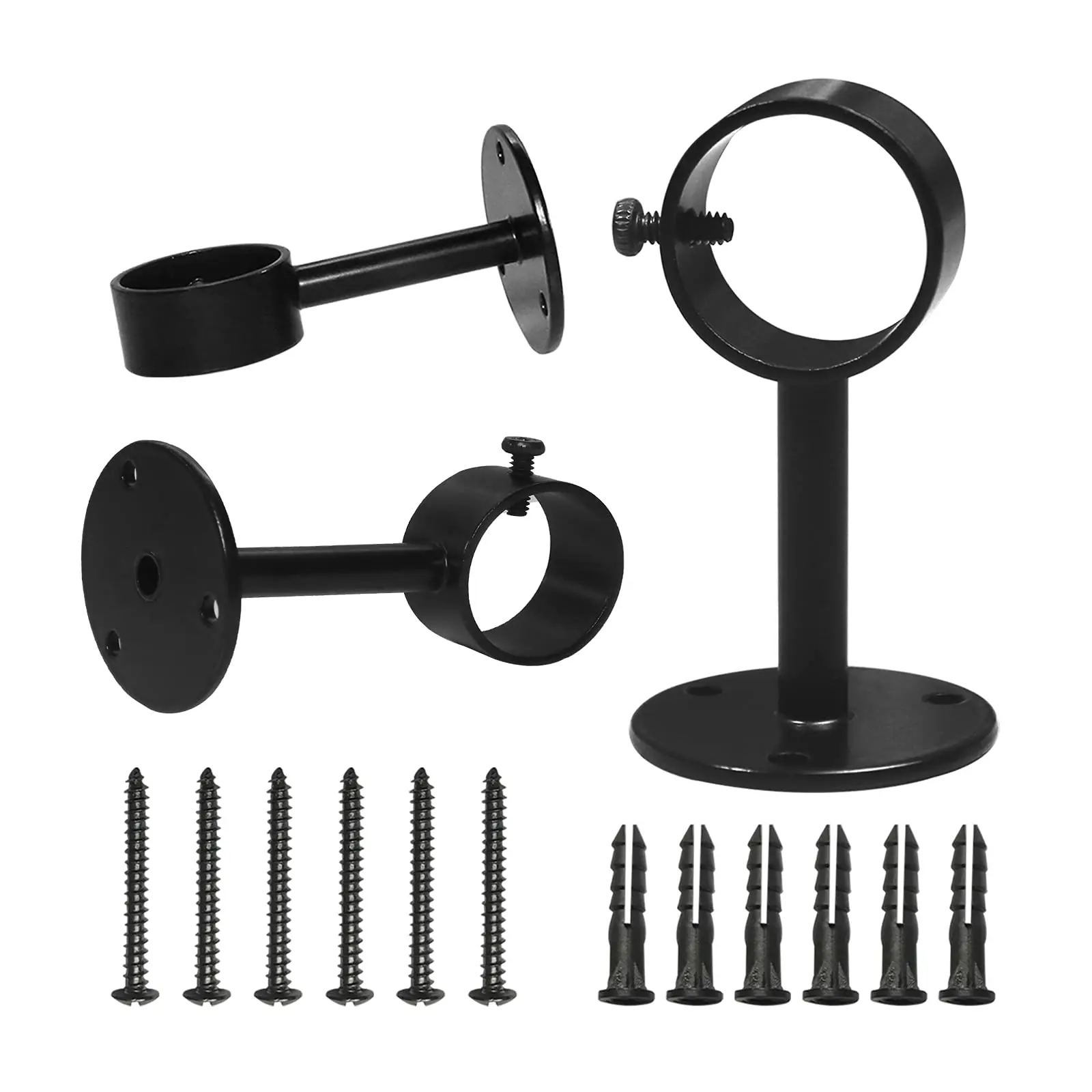 Heavy Duty Ceiling-mount Curtain Rod Brackets - Fits Rods Up To 1.25 Inch  Set Of 3 (black)