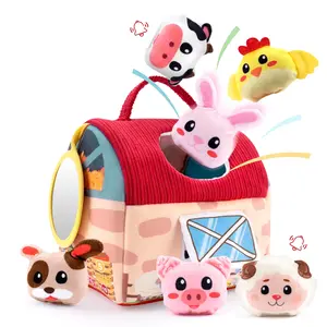 Baby Toys 6-12 Months - Barn with Stuffed Farm Animals, Rattle, Crinkle Paper, Mirror - Montessori Toys for 6 Month Old Babies, Sensory Balls Farm Toys for Toddlers 1-3, 1 Year Old Boy Girl Gifts, Fine Motor Skills, Developmental Growth
