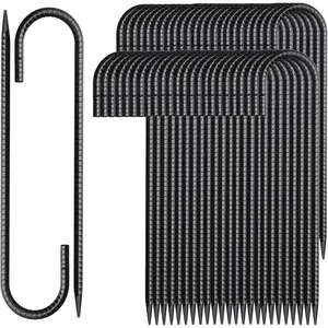12 Inch Rebar Stakes 50 Pack J Hook Ground Stakes Heavy Duty Chain Link Fence Stakes Galvanized Anchors Metal Tent Stakes for Wire Fencing Concrete Forming Trampolines Camping Canopies Shed Swing
