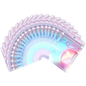 100-Pack 2x3" Holographic Smell-Proof Bags - Resealable Mylar Ziplock Pouches for Jewelry, Candy & Small Business Storage Organiser