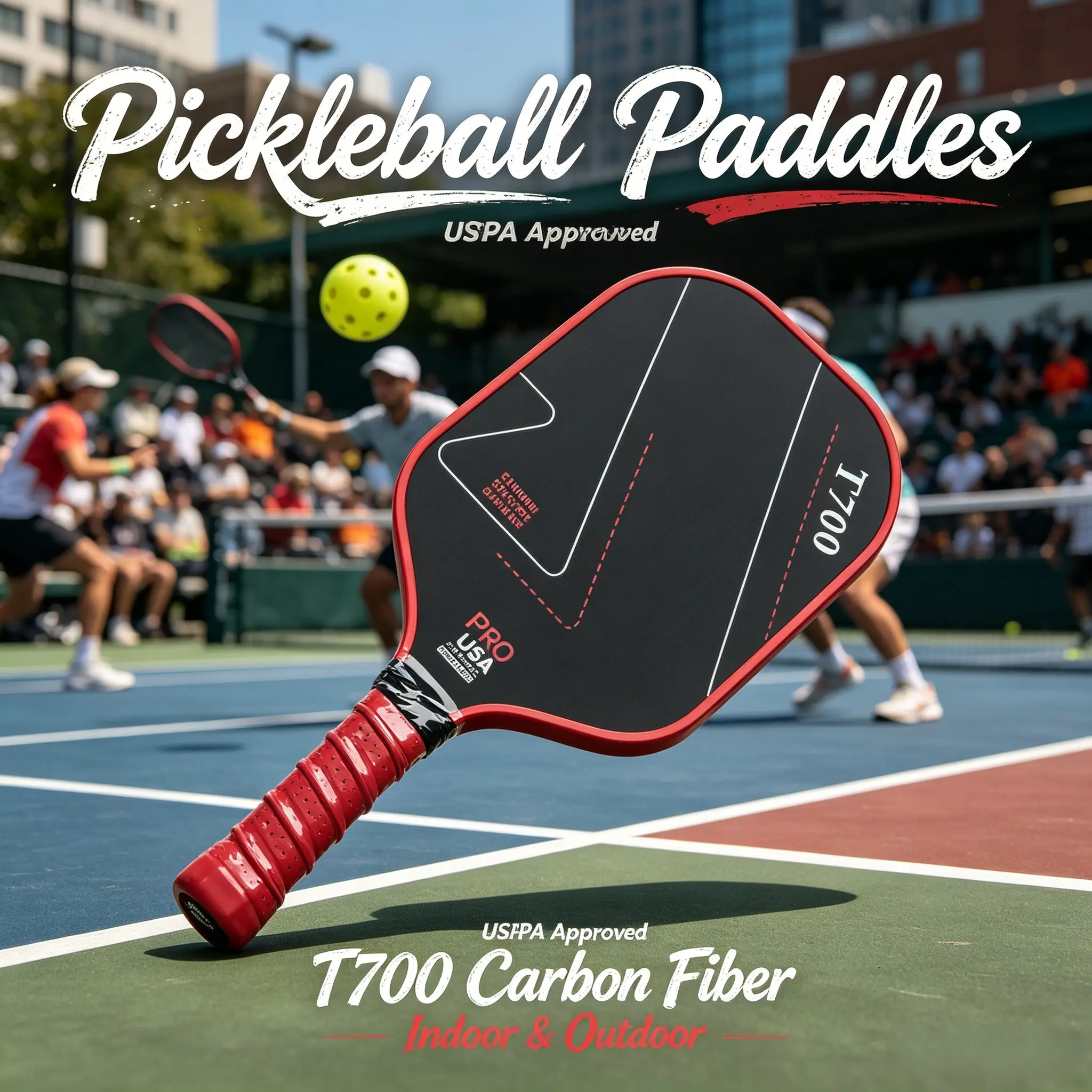 High-Performance Pickleball Paddle for All Levels - T700 Carbon Fiber, 8oz Lightweight, Extended Handle for 2-Hand Grip, Shock-Absorption Core