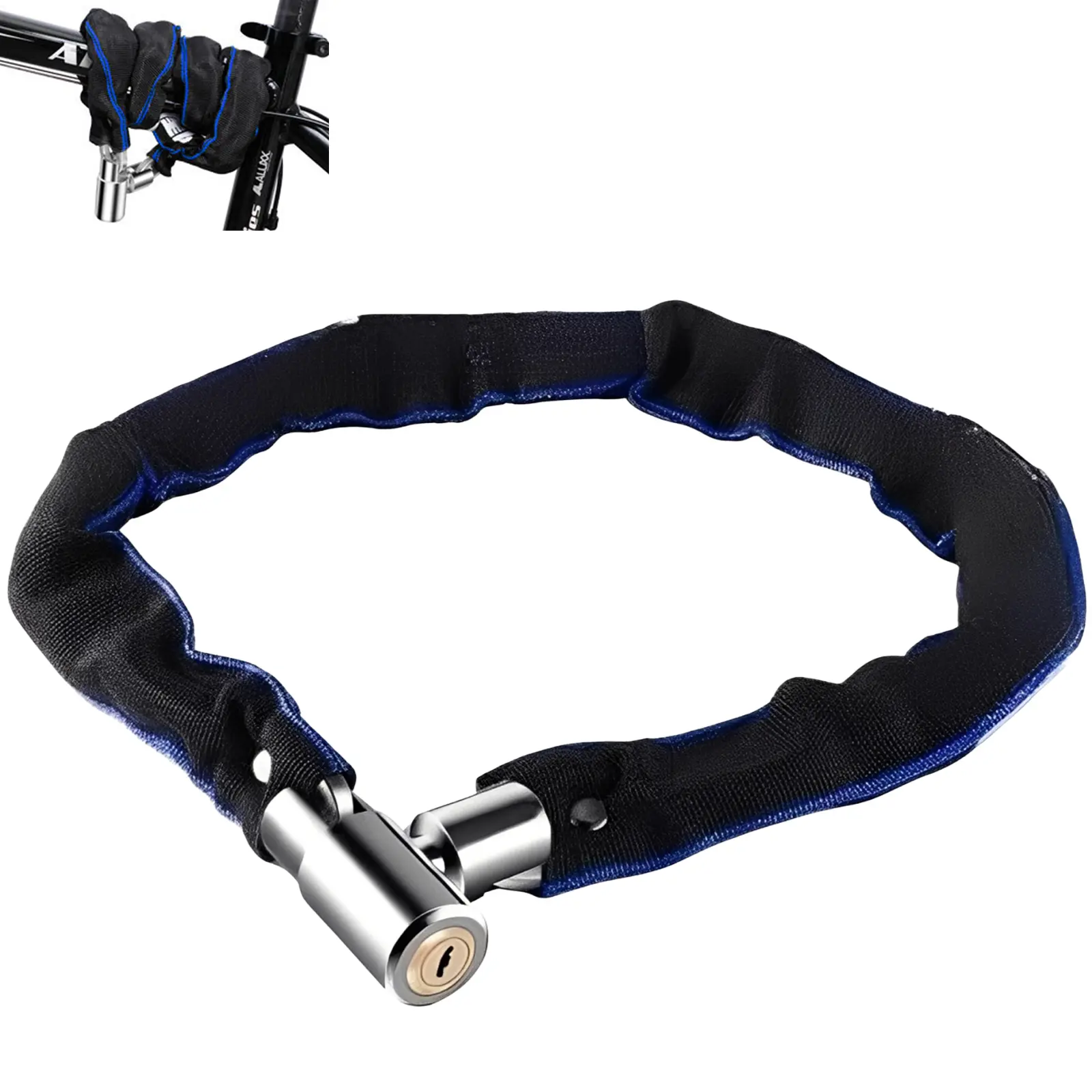 Heavy Duty Anti Theft Chain Lock for Bicycle E Bike Motorcycle Scoeter, 65cm Extra Long Security Bike Lock with High Security, Cut Resistant for Outdoor Gate Shed Parking Use